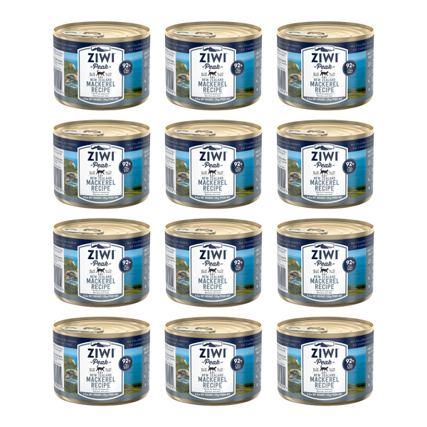 ZIWIPEAK 貓濕糧 罐頭 無穀物 鯖魚配方 MACKEREL RECIPE 【6.5oz 185g x 12 箱裝優惠】 [新西蘭直送 | 平行進口 | 最佳食用日期到08/2027]