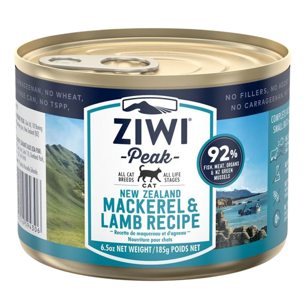ZIWIPEAK 貓濕糧 罐頭 無穀物 鯖魚羊肉配方 MACKEREL & LAMB RECIPE 6.5oz 185g [新西蘭直送 | 平行進口 | 最佳食用日期到07/2027]