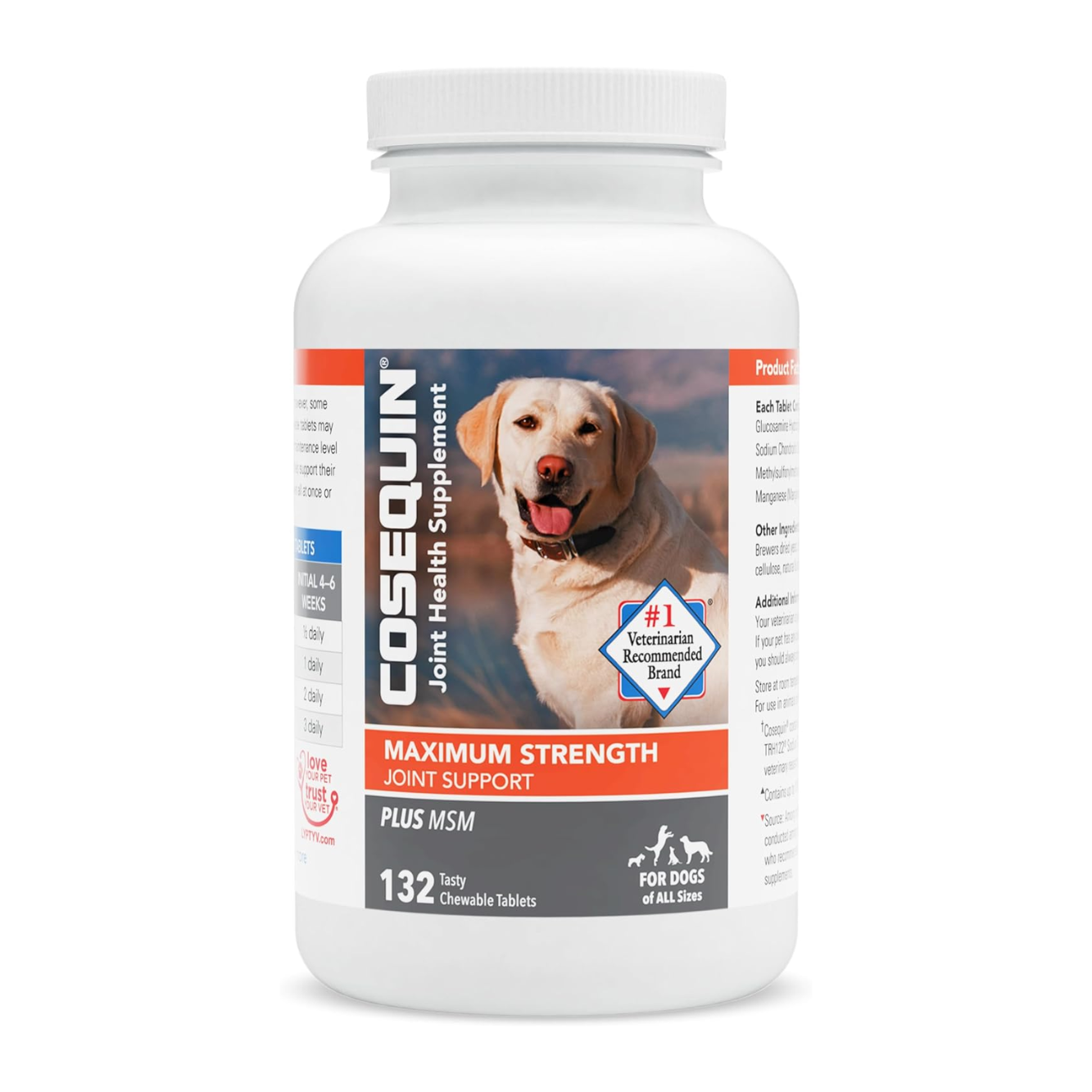 Nutramax Cosequin 犬用關節保健強效配方 ＋MSM 咀嚼片 132粒裝 [美國直送 | 平行進口 | 最佳食用日期到07/2027]