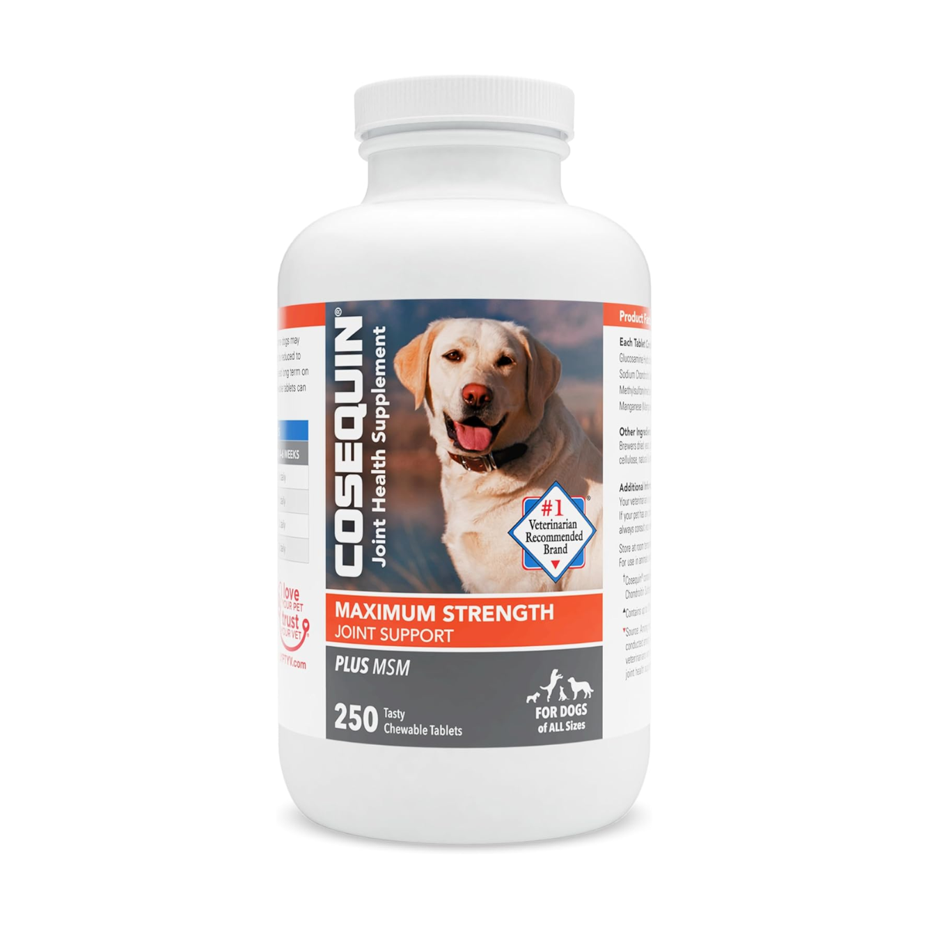 Nutramax Cosequin 犬用關節保健強效配方 ＋MSM 咀嚼片 250粒裝 [美國直送 | 平行進口 | 最佳食用日期到]