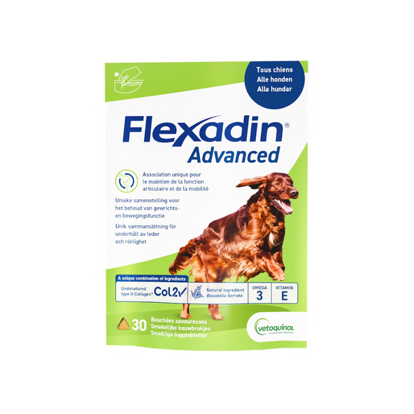 Vetoquinol  Flexadin advanced 犬用關節保健咀嚼軟塊（30粒）[歐洲製造 | 平行進口 | 最佳食用日期到03/2027]