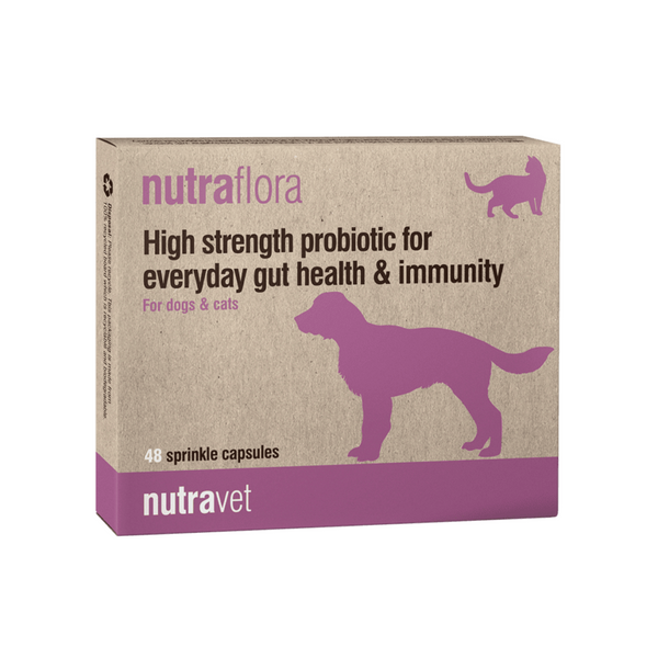 NUTRAVET - NUTRAFLORA (貓狗適用) 日常腸道健康和免疫力高強度益生菌- 每盒48粒膠囊 (舊名: NUTRAMEDIC) [英國直送 | 平行進口 | 最佳食用日期到06/2025]