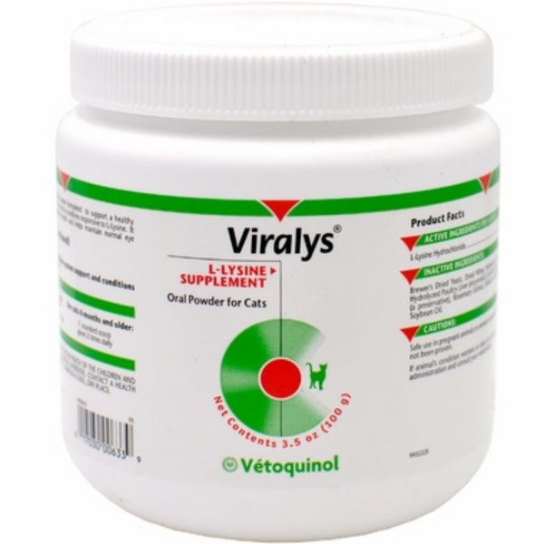 Vetoquinol Viralys L-Lysine Supplement 威隆貓用離胺酸營養補充劑 Oral Powder粉劑 100g [美國直送 | 平行進口 | 最佳食用日期到01/2026]