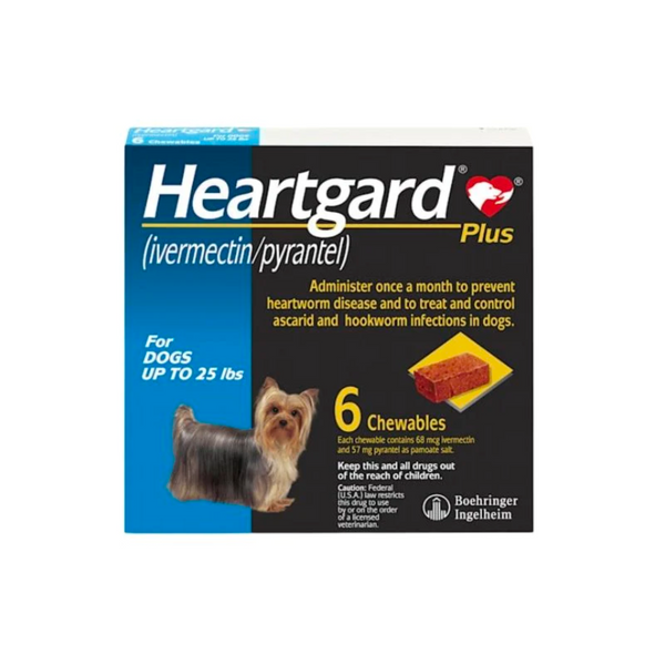 Heartgard Plus 犬用預防心絲蟲咀嚼配方 6粒裝 小型犬 0-25lb [處方藥品 | 最佳食用日期到11/2026]