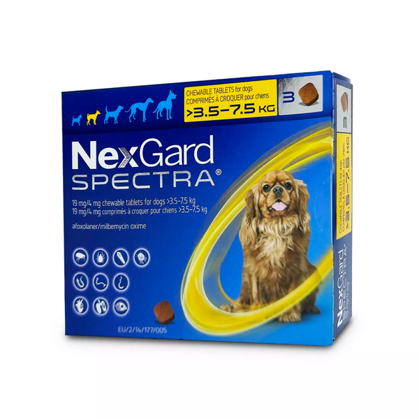 NexGard SPECTRA®驅蟲 全方位驅蟲口服咀嚼片 3粒裝 Small Dog 3.5-7.5Kg [處方藥品 | 最佳食用日期到11/2025]