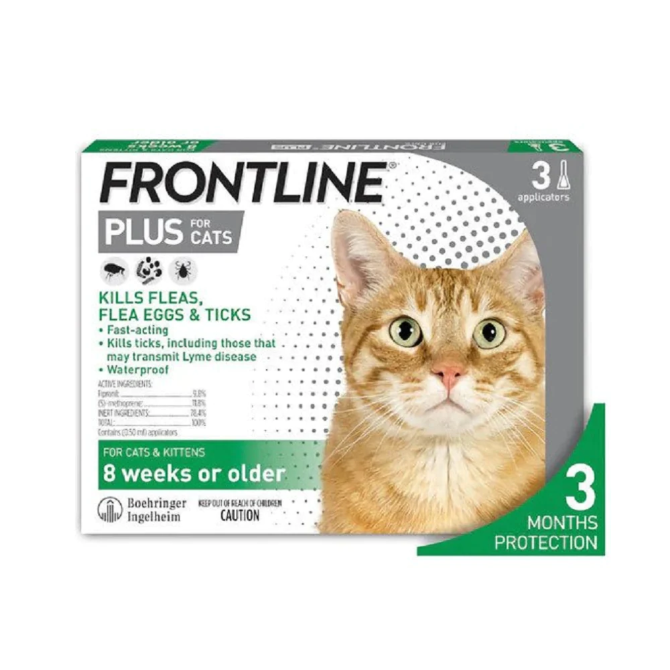 FRONTLINE - 貓用殺蚤防牛蜱滴劑 3支裝 貓用 8週大以上[原裝香港行貨 | 最佳使用日期到08/2026]