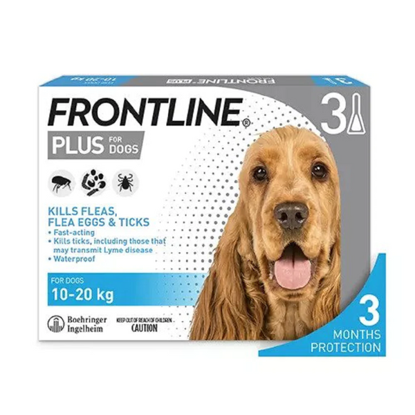 FRONTLINE - 犬用殺蚤防牛蜱滴劑 3支裝 中型犬 10-20公斤 [原裝香港行貨 | 最佳使用日期到06/2026]