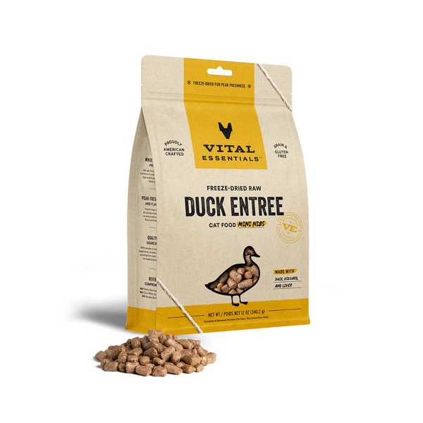 Vital ESSENTIALS - 鴨肉凍乾生肉主食貓糧 迷你粒 Duck Entree Mini Nibs 12oz [美加直送 | 平行進口 | 最佳食用日期到05/2026]