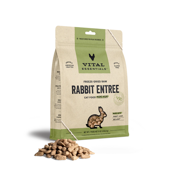 Vital ESSENTIALS - 兔肉凍乾生肉主食貓糧 迷你粒 Rabbit Entree Mini Nibs 8oz [美加直送 | 平行進口 | 最佳食用日期到04/2025]