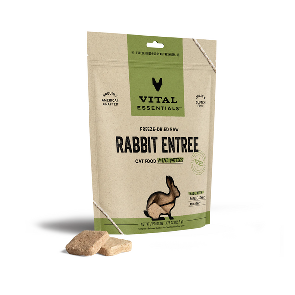 Vital ESSENTIALS - 兔肉乾生肉主食貓糧 迷你肉餅塊 Rabbit Entree Mini Patties 3.75oz [美加直送 | 平行進口 | 最佳食用日期到]