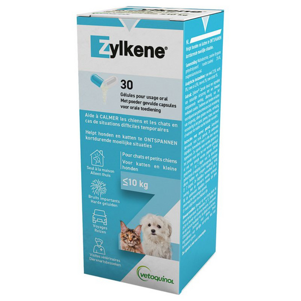 Vetoquinol Zylkene 寵物情緒穩定膠囊（貓與小型犬 ≤10 kg｜30粒） [歐洲製造 | 平行進口 | 最佳食用日期到07/2027]