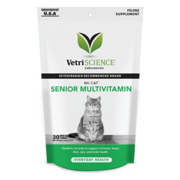 VETRISCIENCE NU-CAT SENIOR MULTIVITAMIN 30 BITE-SIZED CHEWS 老貓可咀嚼維生素補充劑 [美國直送 | 平行進口 | 最佳食用日期到2025/01]